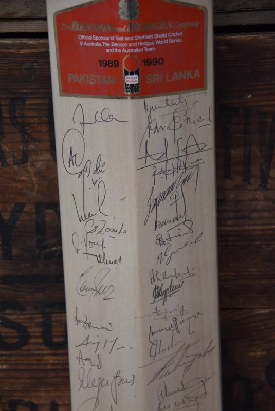 1989/90 Team Signed Bat by Australia, Pakistan and Sri Lanka, from Unique Memorabilia. 