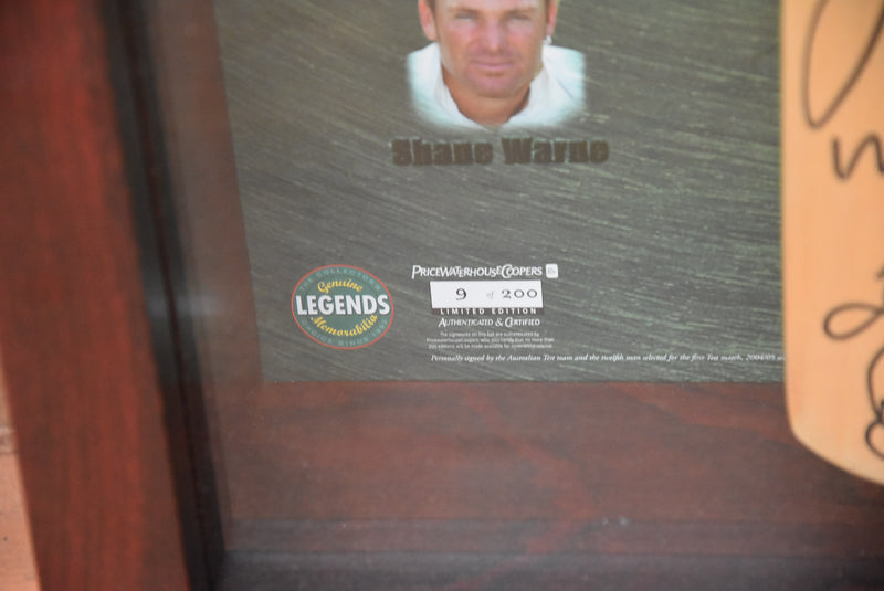 Load image into Gallery viewer, 2004/05 Australia Test Team Signed Bat, Framed. From Unique Memorabilia. 
