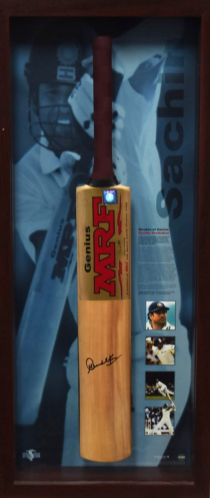 Load image into Gallery viewer, Sachin Tendulkar &quot;Strokes of Genius&quot; Personally Signed Bat, from Unique Memorabilia. 
