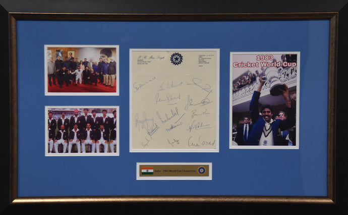 India 1983 Cricket World Cup Champions Signed Collage, from Unique Memorabilia. 