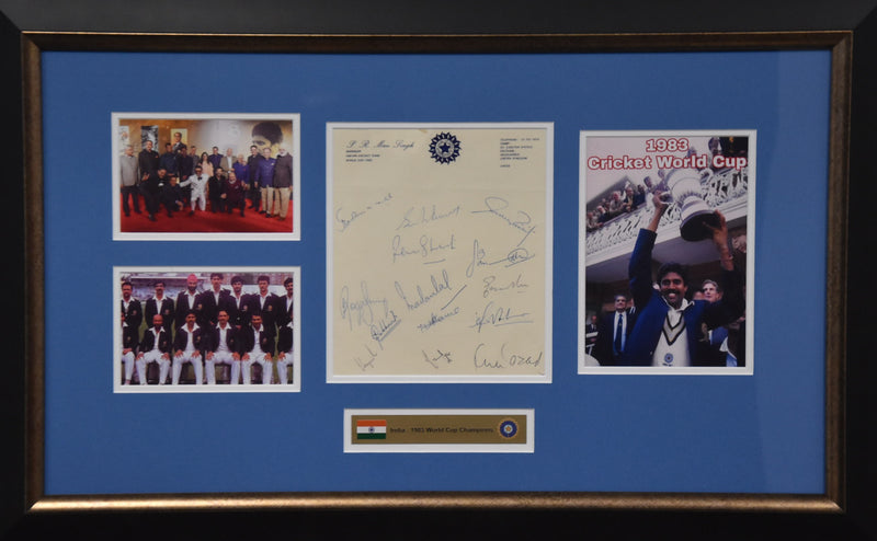Load image into Gallery viewer, India 1983 Cricket World Cup Champions Signed Collage, from Unique Memorabilia. 
