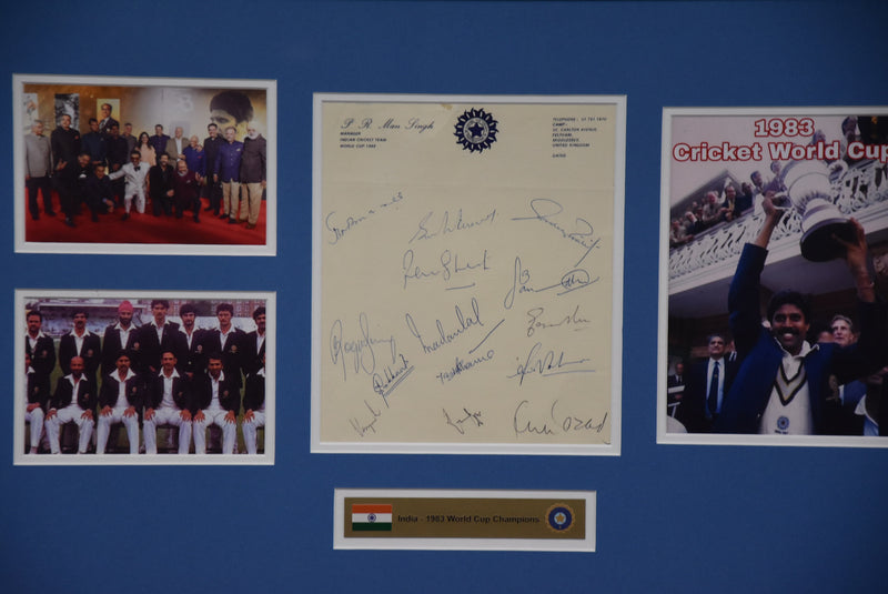 Load image into Gallery viewer, India 1983 Cricket World Cup Champions Signed Collage, from Unique Memorabilia. 

