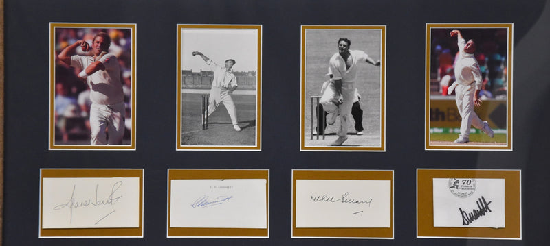 Load image into Gallery viewer, History&#39;s Greatest Leg Spinners Signed Collage, from Unique Memorabilia. 
