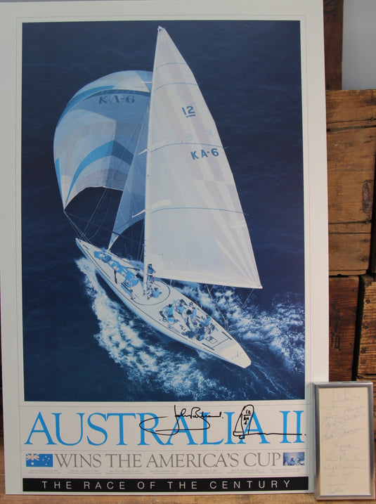 Australia II America's Cup 1983 Skipper & Crew Signed Poster & Page