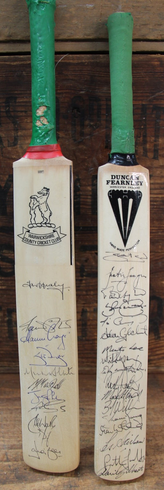 Signed Mini Bats x 2 - Warne + Legends plus Australian Players Signed Mini Bat