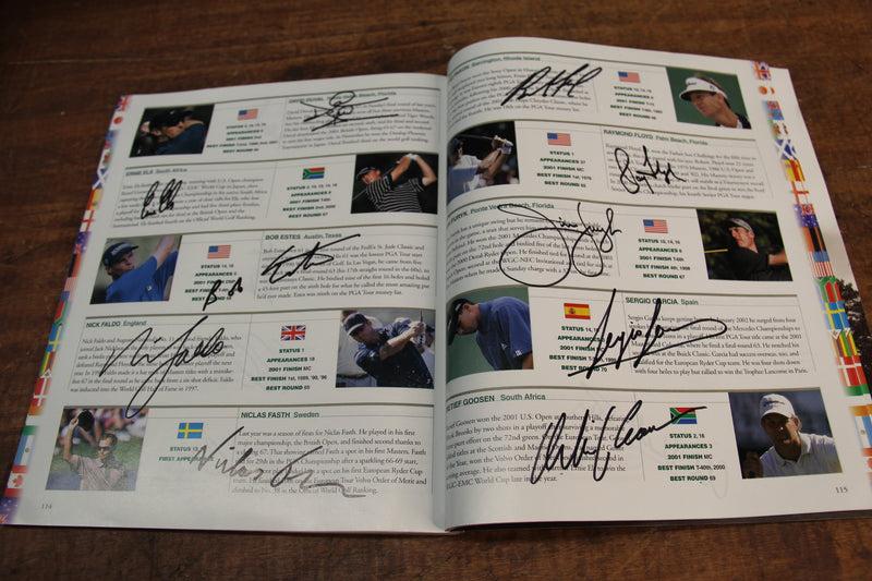 Load image into Gallery viewer, US Masters 2002 Program Personally Signed by 87 greats incl Nicklaus, Palmer, Woods, Player
