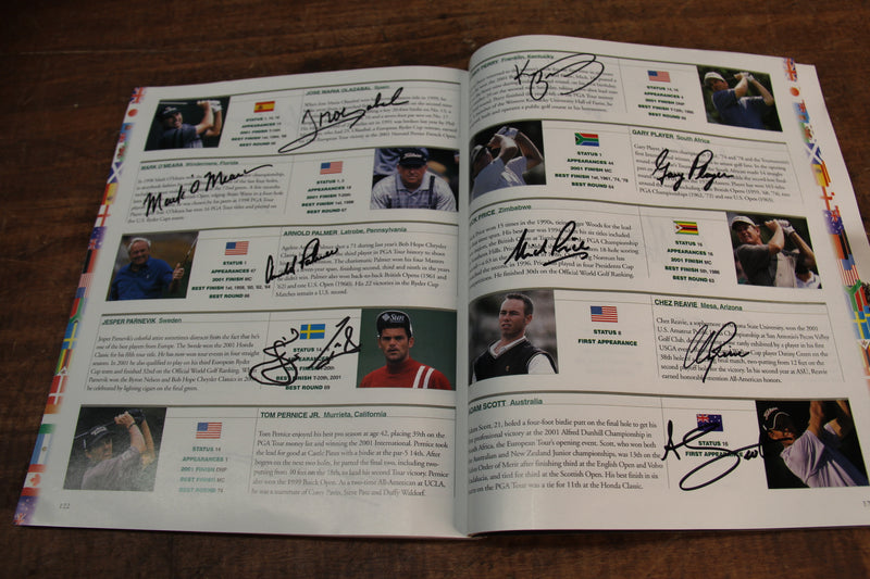 Load image into Gallery viewer, US Masters 2002 Program Personally Signed by 87 greats incl Nicklaus, Palmer, Woods, Player
