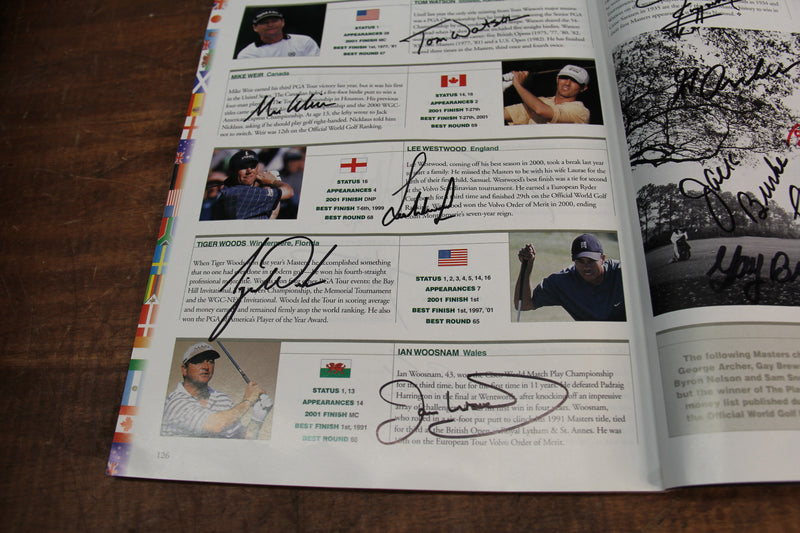 Load image into Gallery viewer, US Masters 2002 Program Personally Signed by 87 greats incl Nicklaus, Palmer, Woods, Player
