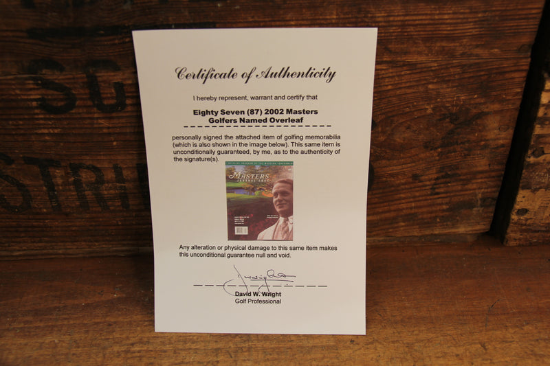 Load image into Gallery viewer, US Masters 2002 Program Personally Signed by 87 greats incl Nicklaus, Palmer, Woods, Player
