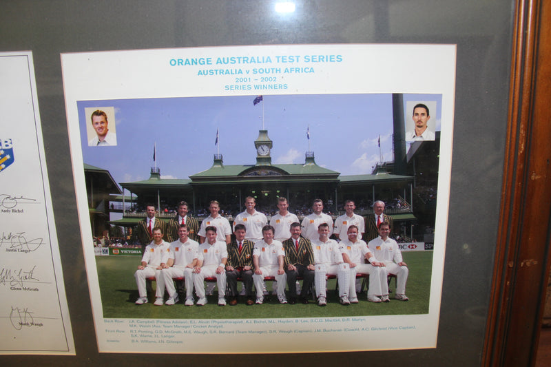 Load image into Gallery viewer, 2001/02 Australia Test Series vs NZ and SA Team Signed Collage, Framed
