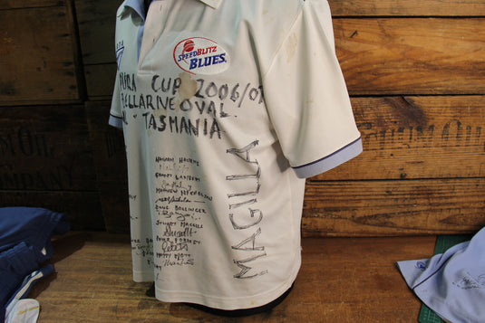 NSW Blues Cricket Team Shirts x 4 Incl Team-Signed Pura Cup Final 2006/2007 x 2