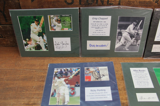 Australian Test Captains by 6, Personally Signed, Incl. Ponting, Chappell, Border, K Hughe