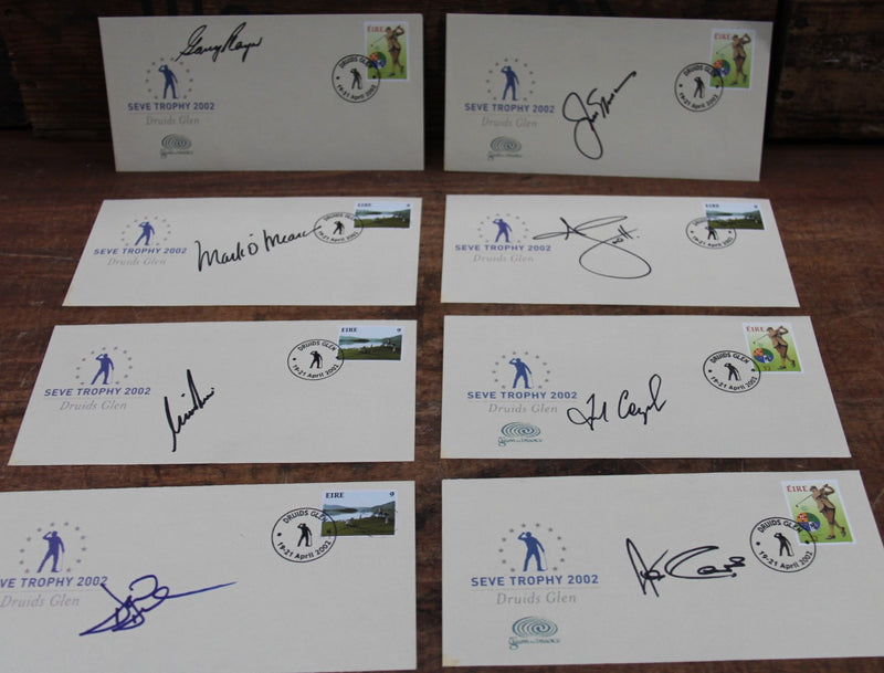 Load image into Gallery viewer, Seve Trophy 2002 - 8 Personally Signed Envelopes Incl. Player, Nicklaus, Scott, Price
