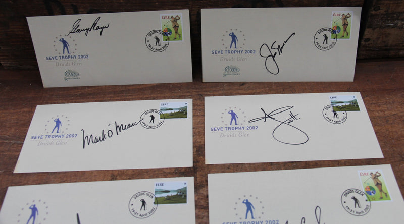 Load image into Gallery viewer, Seve Trophy 2002 - 8 Personally Signed Envelopes Incl. Player, Nicklaus, Scott, Price

