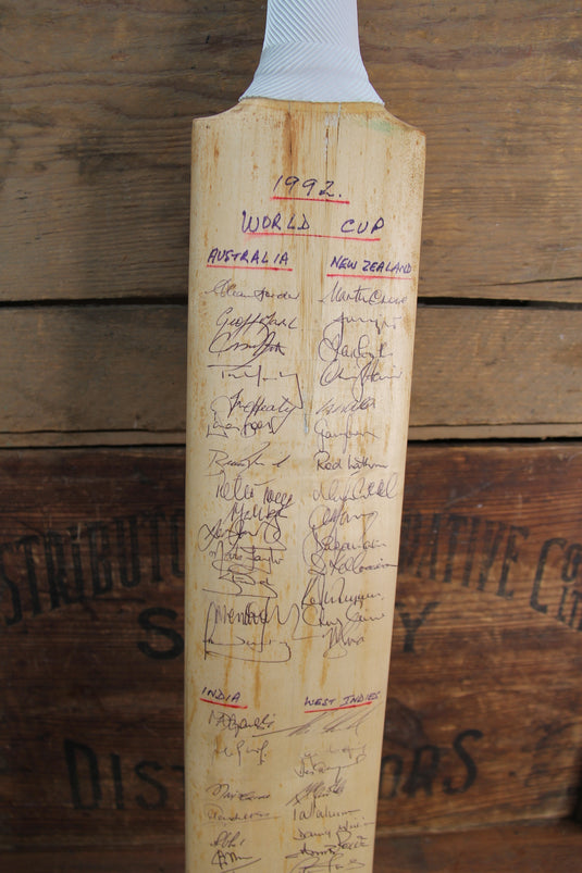1992 World Cup Cricket Bat Personally Signed by All 9 Teams