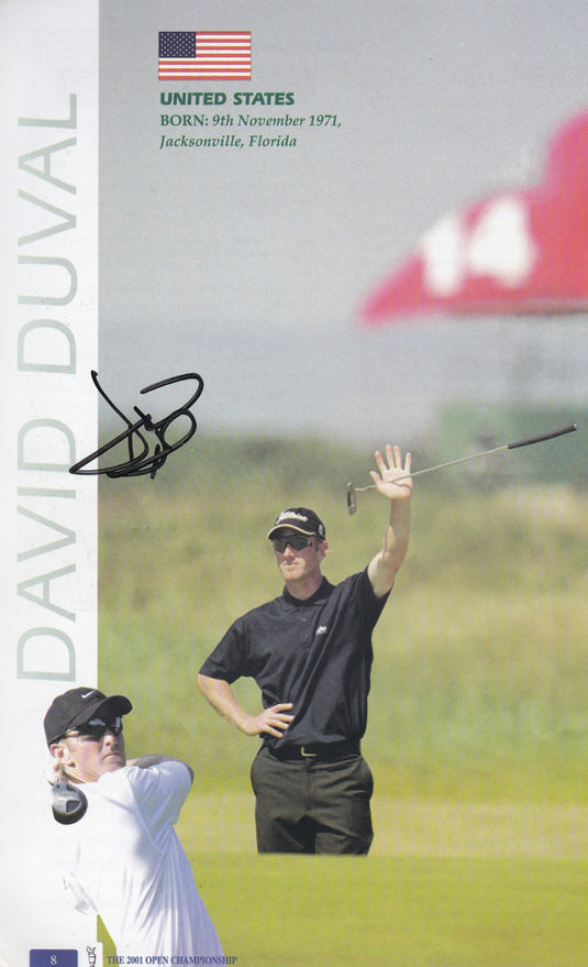 British Open 2001 Multi Signed Program Incl. Woods (twice), Duval (winner), Player, Norman