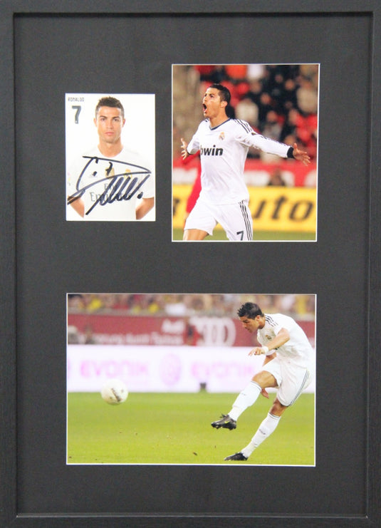 Cristiano Ronaldo Real Madrid Personally Signed CR Postcard, Framed