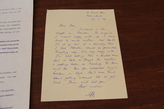 Allan Border - Handwritten Chapter for "An Autobiography" (1986)