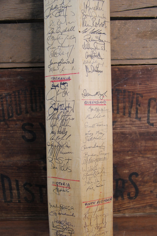 Australia Cricket - 1996/1997 Shield Teams Signed Bat Incl. Warne, Gilchrist, Lehmann