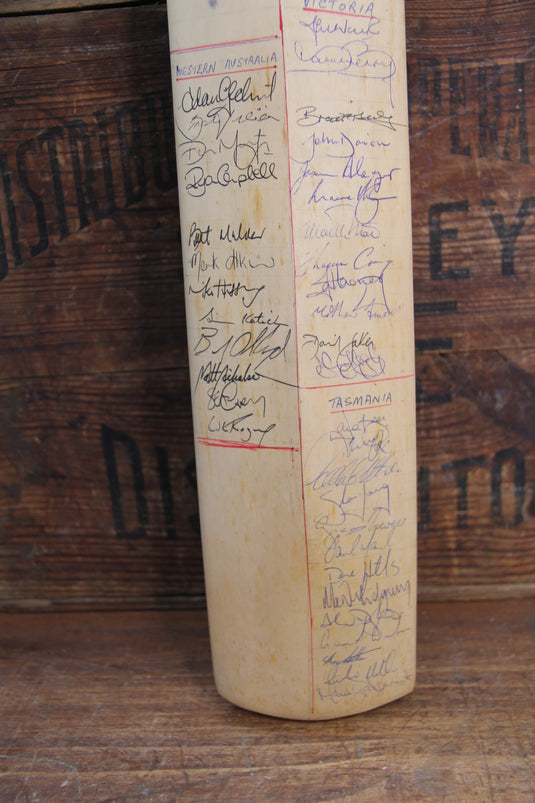 Australia Cricket - 1998/1999 Sheffield Shield Teams Signed Bat Incl. Warne, Gilchrist, Waughs