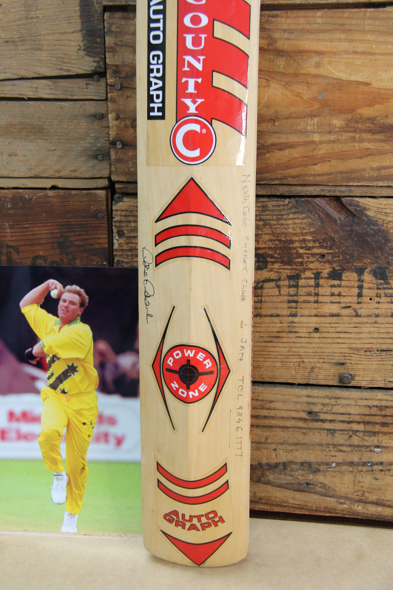 Load image into Gallery viewer, Shane Warne &amp; Vic Team Personally Signed County Full Sized Bat, 1998
