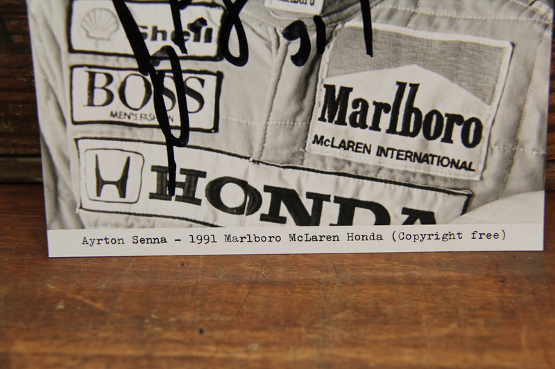 Load image into Gallery viewer, Ayrton Senna Personally &amp; Inscribed Signed McLaren "'91" Team Photo
