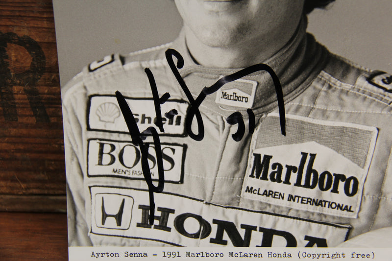 Load image into Gallery viewer, Ayrton Senna Personally &amp; Inscribed Signed McLaren "'91" Team Photo
