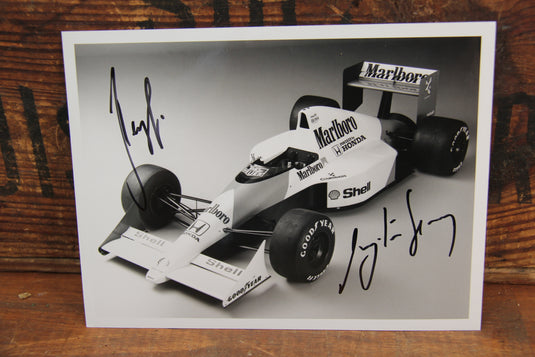 Ayrton Senna & Gerhard Berger Personally Signed McLaren Team Photo