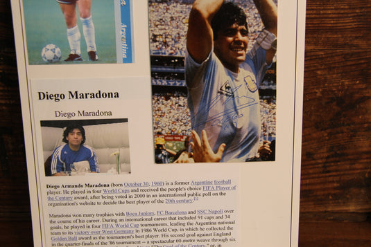 Diego Maradona Personally Signed Picture and Coaster (2 signatures)