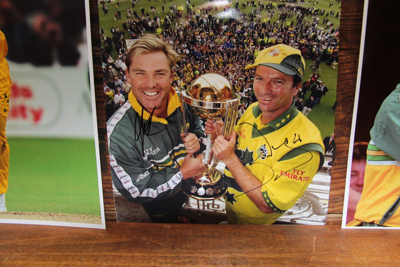 Load image into Gallery viewer, Shane Warne &amp; Steve Waugh Personally Signed 1999 World Cup Champions Photo
