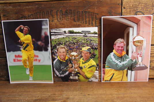 Shane Warne & Steve Waugh Personally Signed 1999 World Cup Champions Photo
