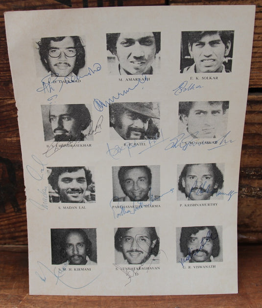 Indian Cricket Team 1976/1981 NZ Tour Personally Signed Pics