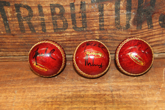 Shane Warne - 3 x Personally Signed Mini Balls, One Dual Signed