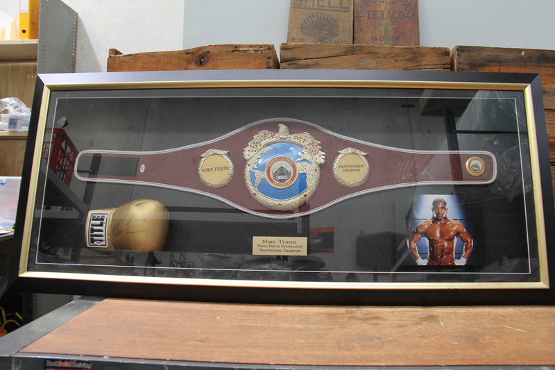 Load image into Gallery viewer, Mike Tyson Personally Signed Belt and Glove, Framed
