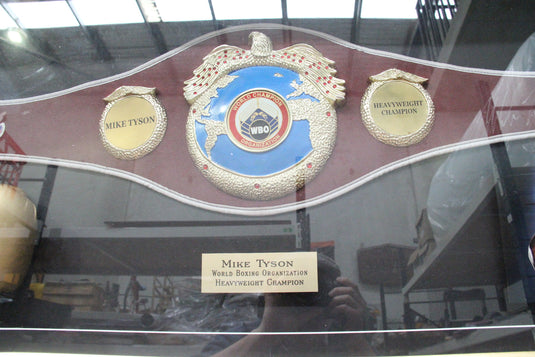 Mike Tyson Personally Signed Belt and Glove, Framed