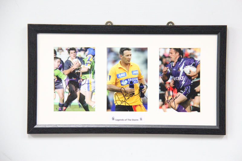 Load image into Gallery viewer, Legends of the Melbourne Storm - Personally Signed by 3, Framed
