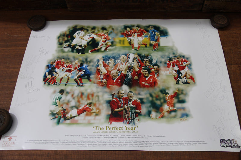Load image into Gallery viewer, Wales 2005 Grand Slam Winning Rugby Team Hand Signed Poster
