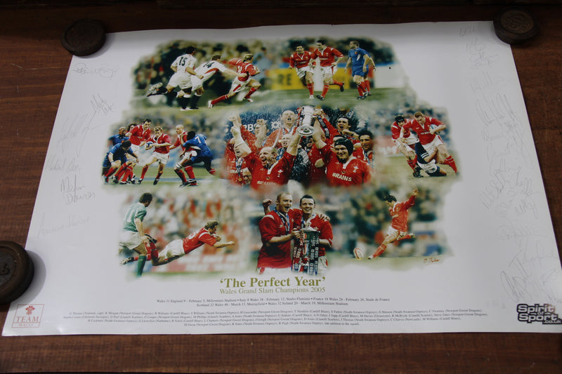 Load image into Gallery viewer, Wales 2005 Grand Slam Winning Rugby Team Hand Signed Poster
