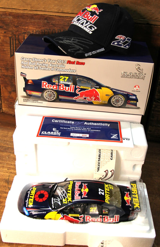 Casey Stoner Personally Signed 1:18 Holden VE Commodore + Signed Red Bull Cap
