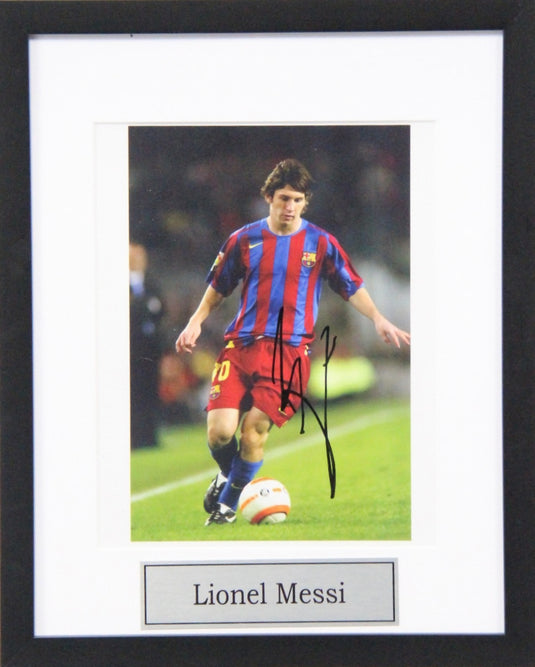Lionel Messi Personally Signed Barcelona Photo, Framed
