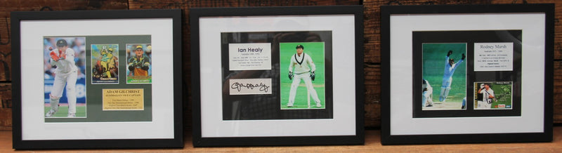 Load image into Gallery viewer, Aussie Wicketkeeping Greats - Gilchrist, Healy, Marsh - Personally signed/Framed
