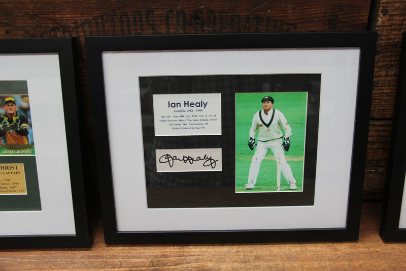 Load image into Gallery viewer, Aussie Wicketkeeping Greats - Gilchrist, Healy, Marsh - Personally signed/Framed
