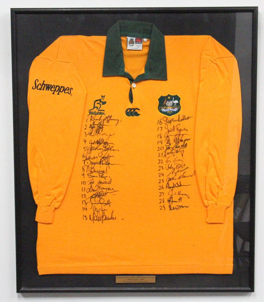 1996 Australian Wallabies Squad Personally Signed "Classic Style" Jersey, Framed