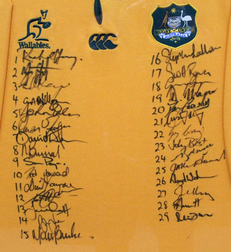 Load image into Gallery viewer, 1996 Australian Wallabies Squad Personally Signed "Classic Style" Jersey, Framed
