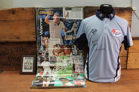 Shane Warne's Final Test - Collection Including Signed & Inscribed NSW Blues Shirt
