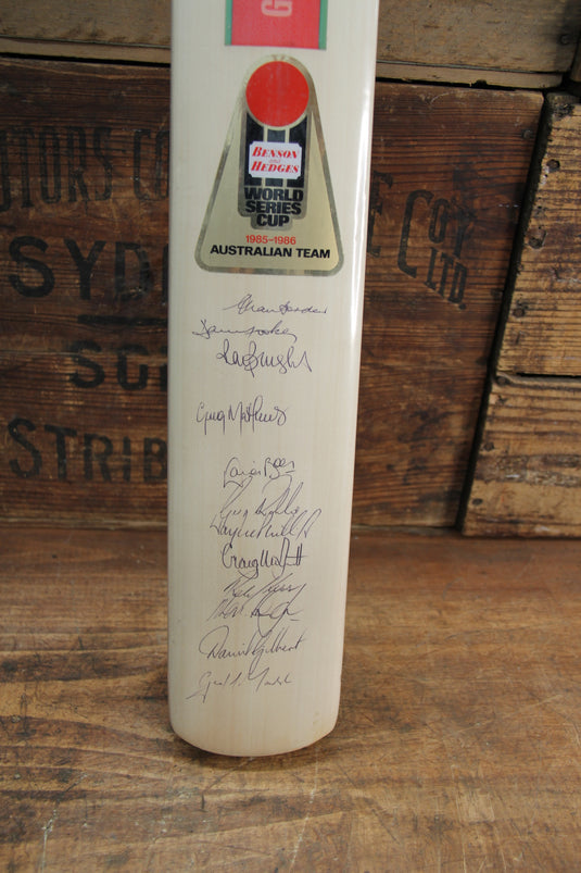 Australia, India, New Zealand - 1985/1986 WSC Teams Signed Bat