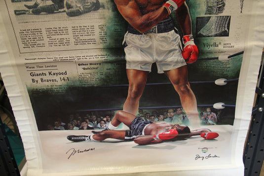 Muhammad Ali Personally Signed Canvas Giclee Plus Bonus Frazier Signed Vinyl
