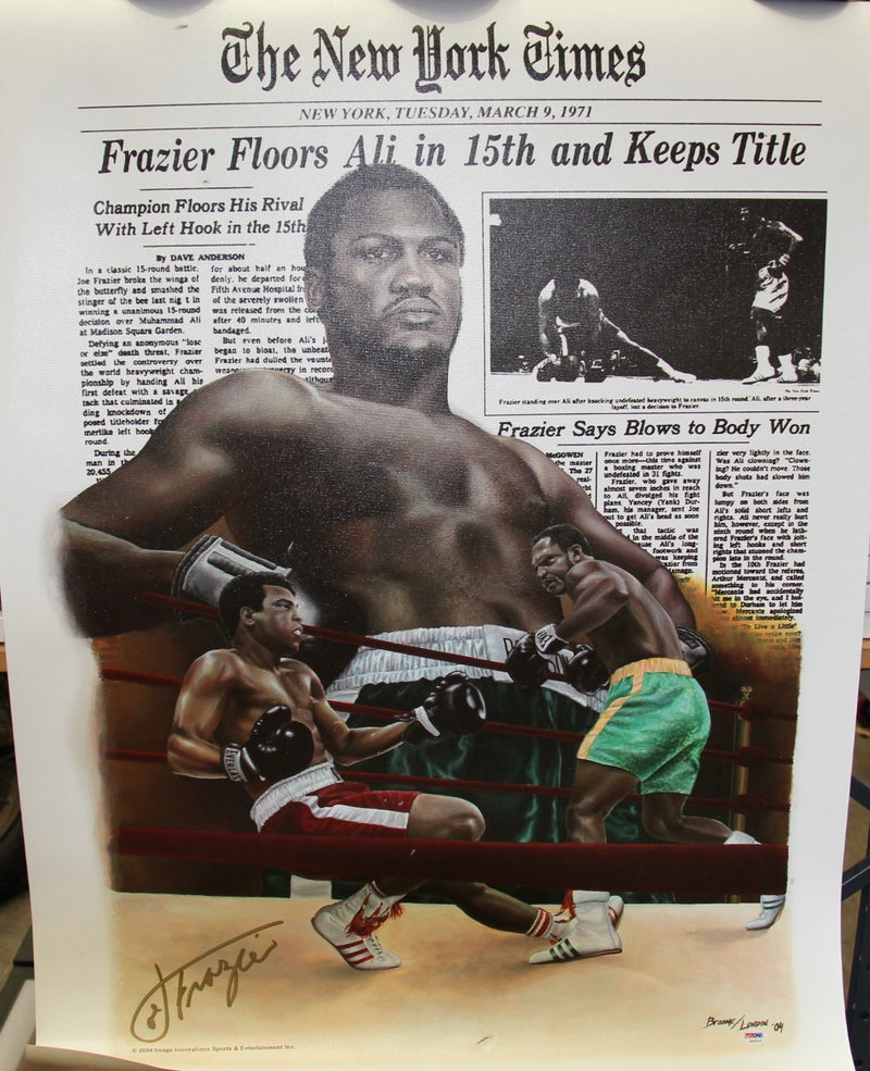 Load image into Gallery viewer, Muhammad Ali Personally Signed Canvas Giclee Plus Bonus Frazier Signed Vinyl
