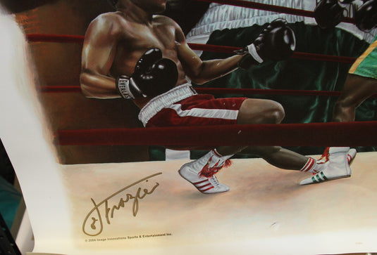 Muhammad Ali Personally Signed Canvas Giclee Plus Bonus Frazier Signed Vinyl