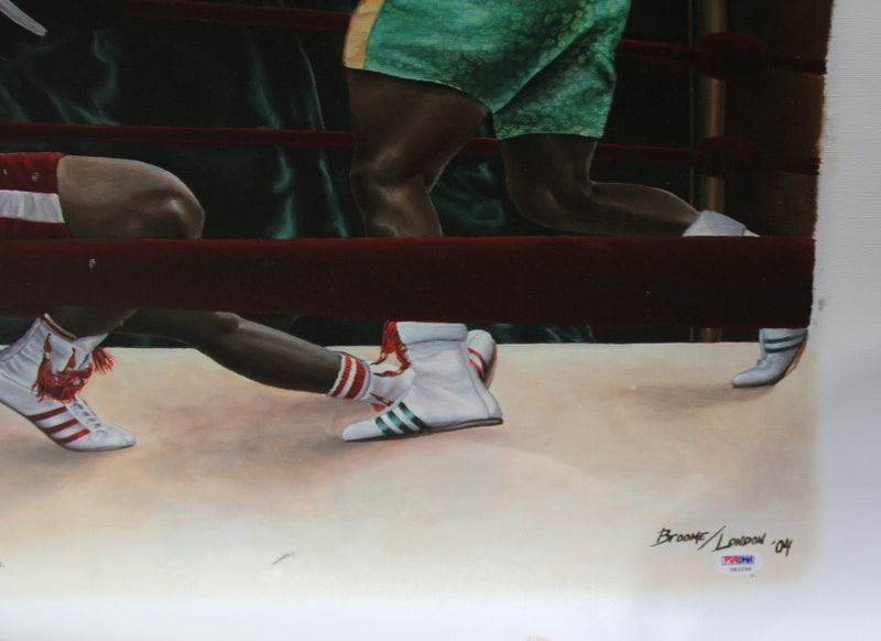 Load image into Gallery viewer, Muhammad Ali Personally Signed Canvas Giclee Plus Bonus Frazier Signed Vinyl

